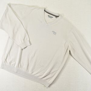 Ashworth Mens XXL Pima Cotton V Neck Beige Sweater Torrey Pines Golf 2XL